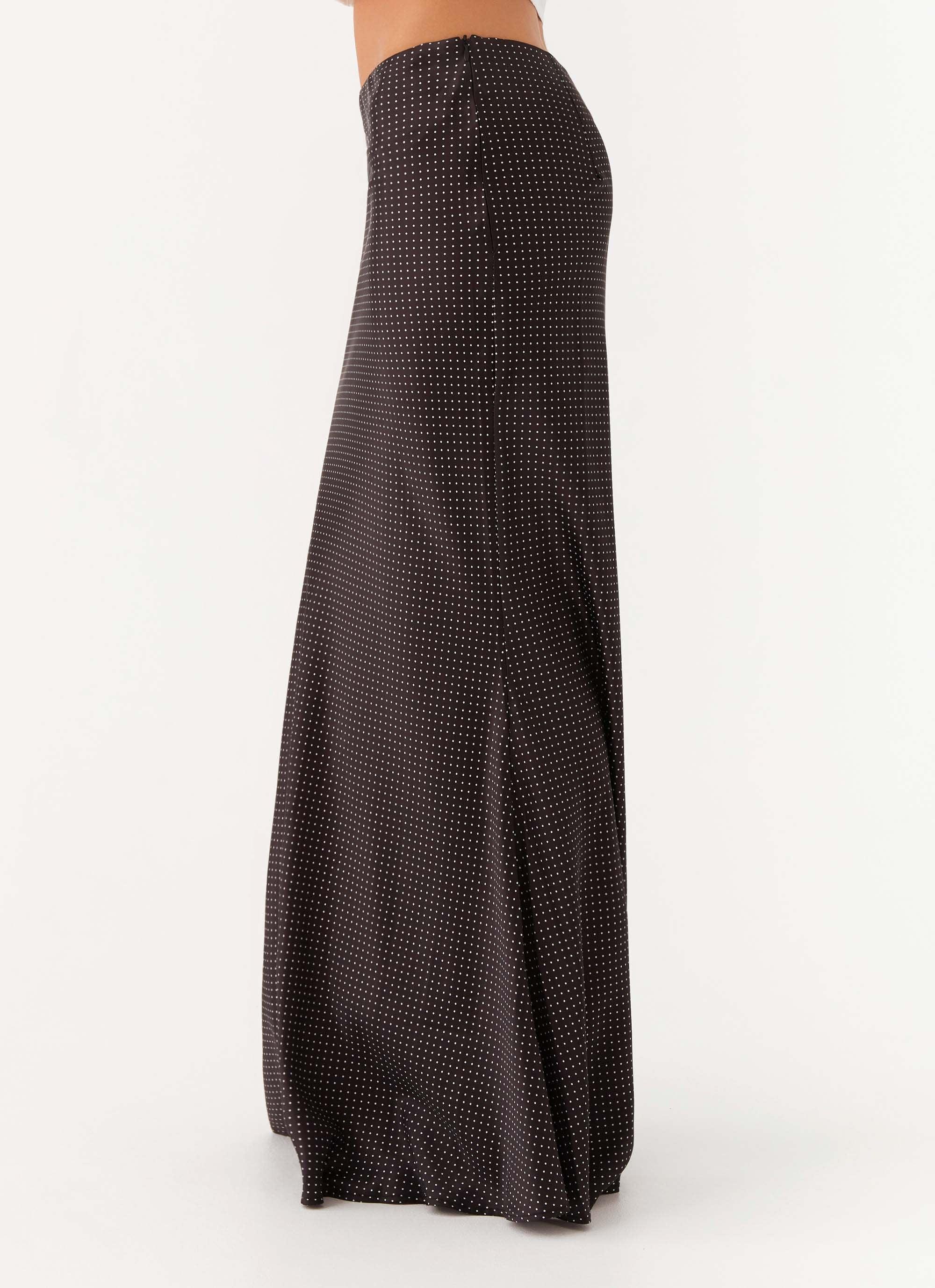 Theadora Maxi Skirt - Black Polkadot Product Image