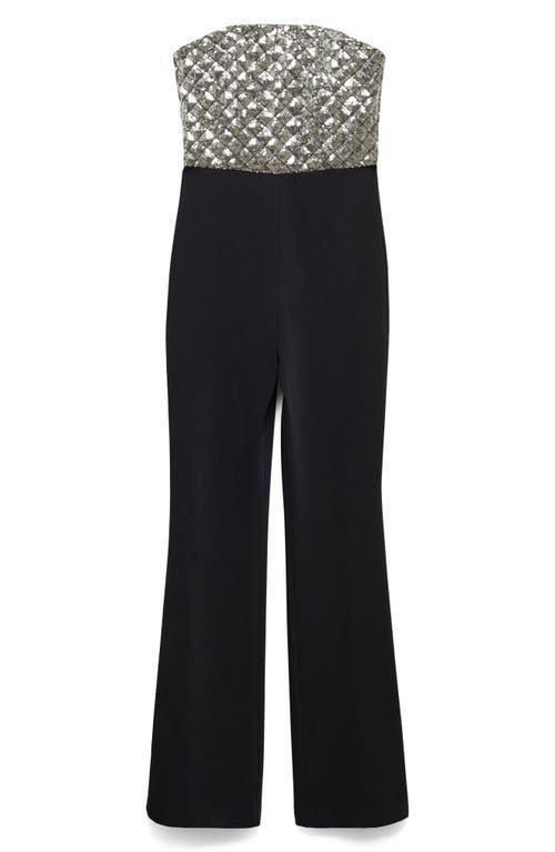 MANGO Sequin Bodice Strapless Jumpsuit Product Image