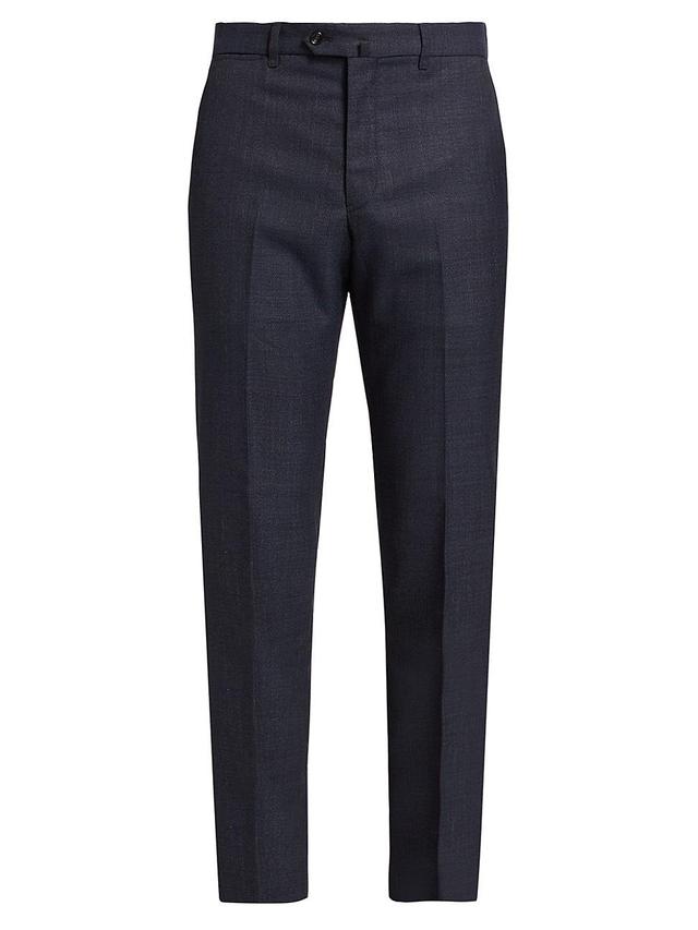 Emporio Armani Flat Front Wool Trousers Product Image