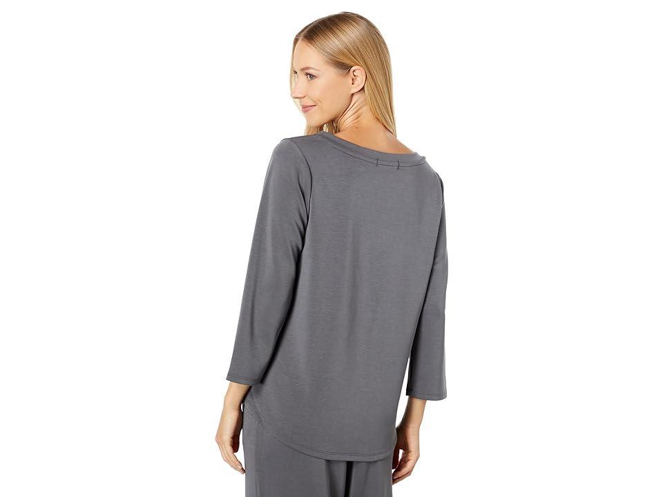 Mod-o-doc Travel Cupro Blend 3/4 Sleeve Shirttail Tunic (Dark Grey) Women's Clothing Product Image