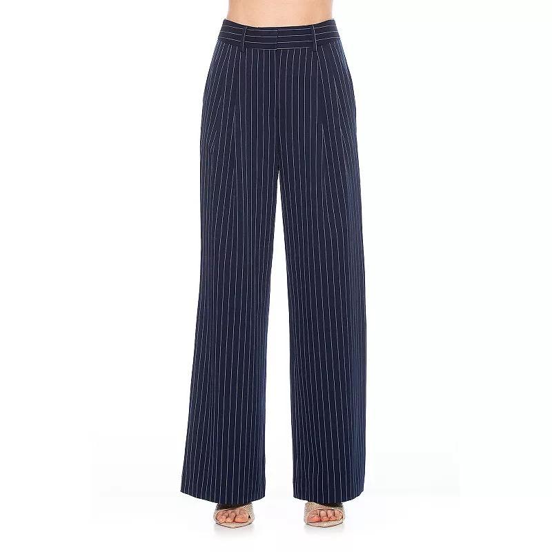 Womens ALEXIA ADMOR Elodie Belted Front Zip Wide Leg Pant Blue Stripe product image