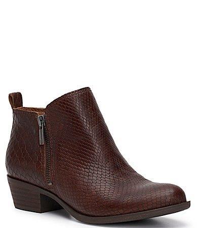 Lucky Brand Basel Snake Embossed Leather Side Zip Block Heel Booties Product Image