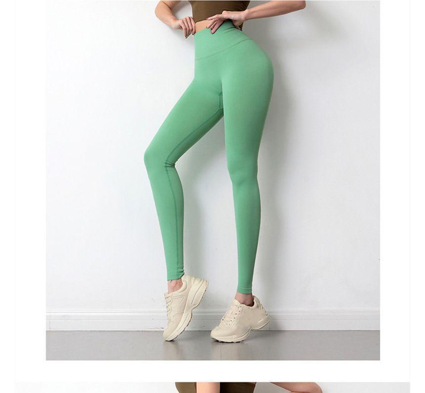 High Waist Plain Sports Leggings Product Image