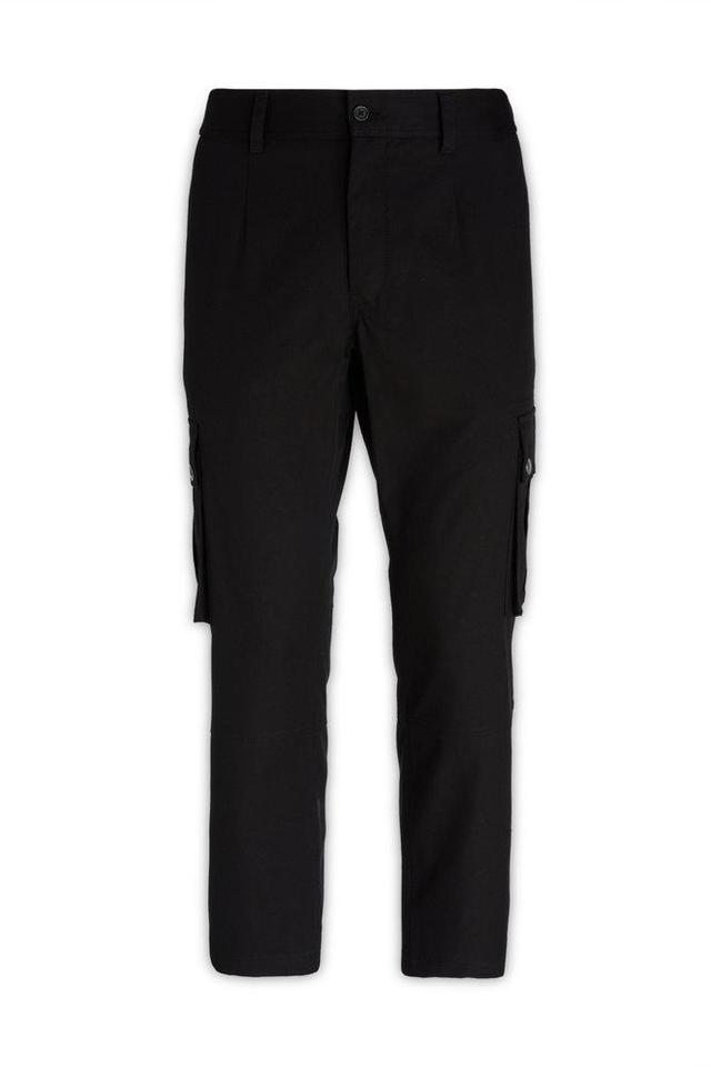 Cotton Cargo Pants With Branded Tag In Black Product Image