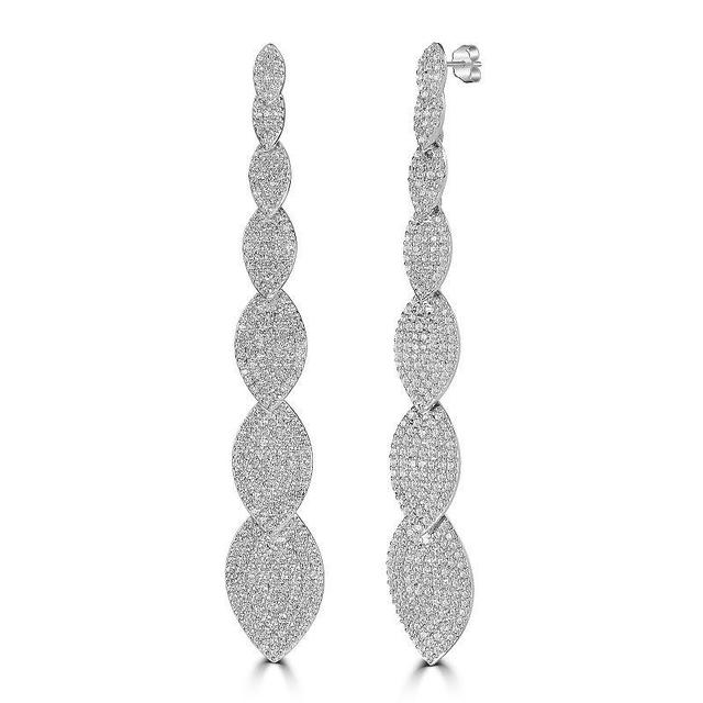 Judy Crowell Sterling Silver Graduated Marquis CZ Drop Earrings, Womens Product Image