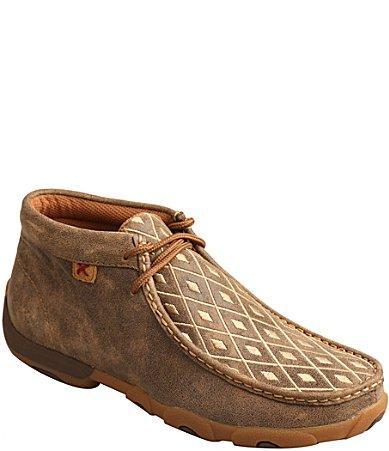 Twisted X Womens Tooled Turquoise Stud Chukka Driving Mocs Product Image