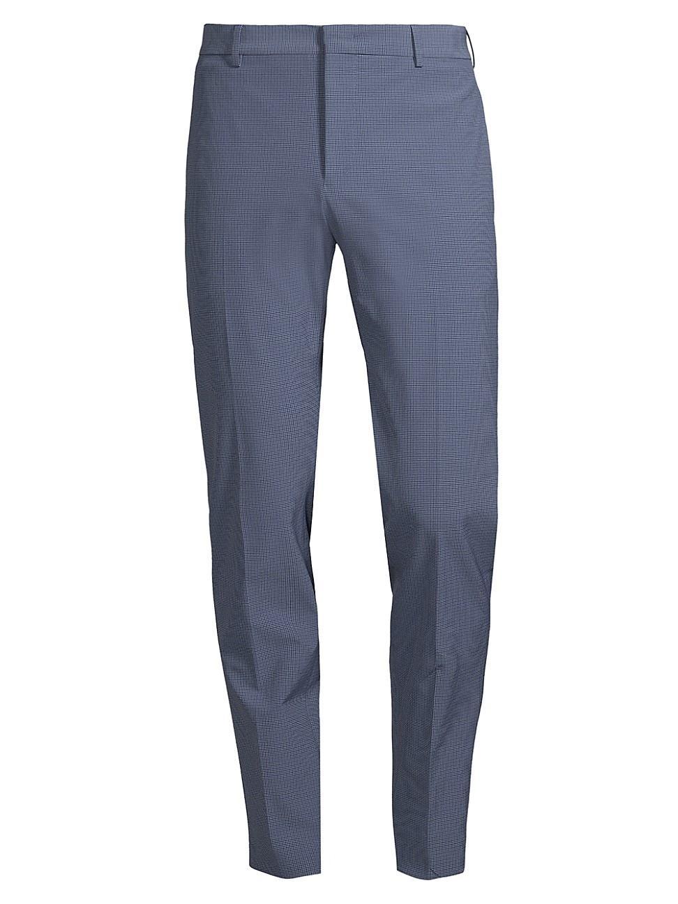 Mens Micro Check Straight-Leg Trousers Product Image