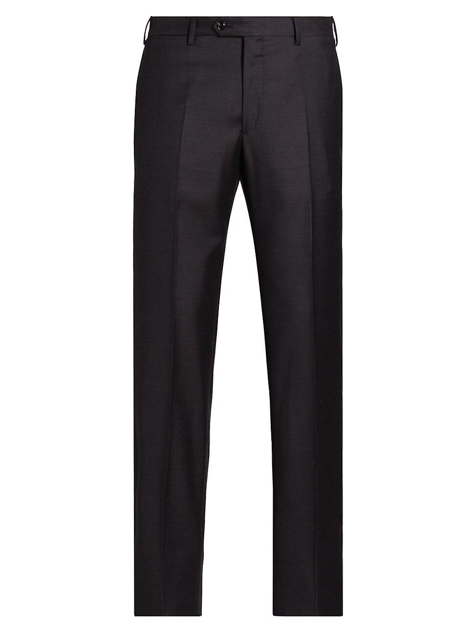 Mens Flat-Front Wool Trousers Product Image