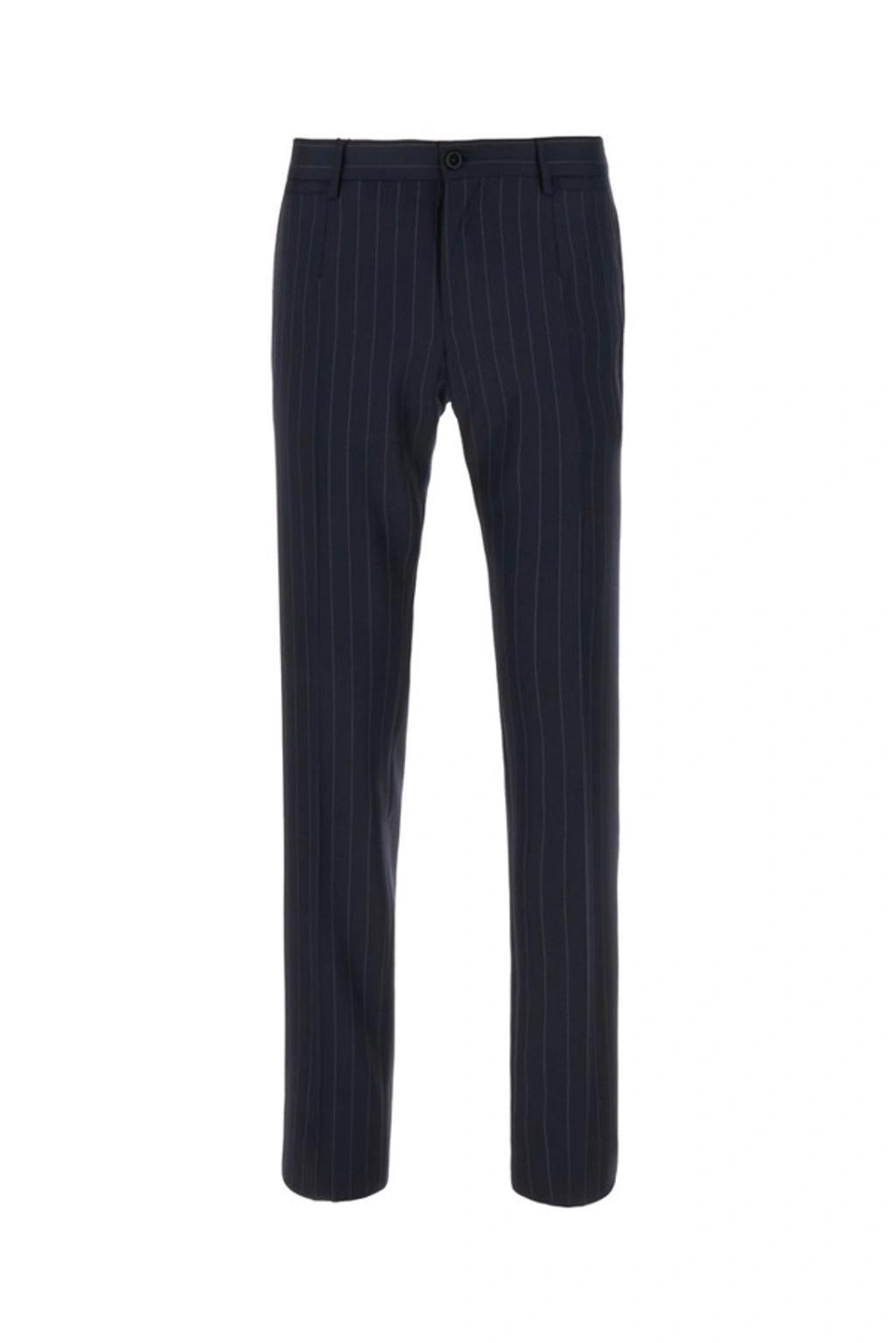 Tailored Pinstriped Flannel Pants In Blue product image