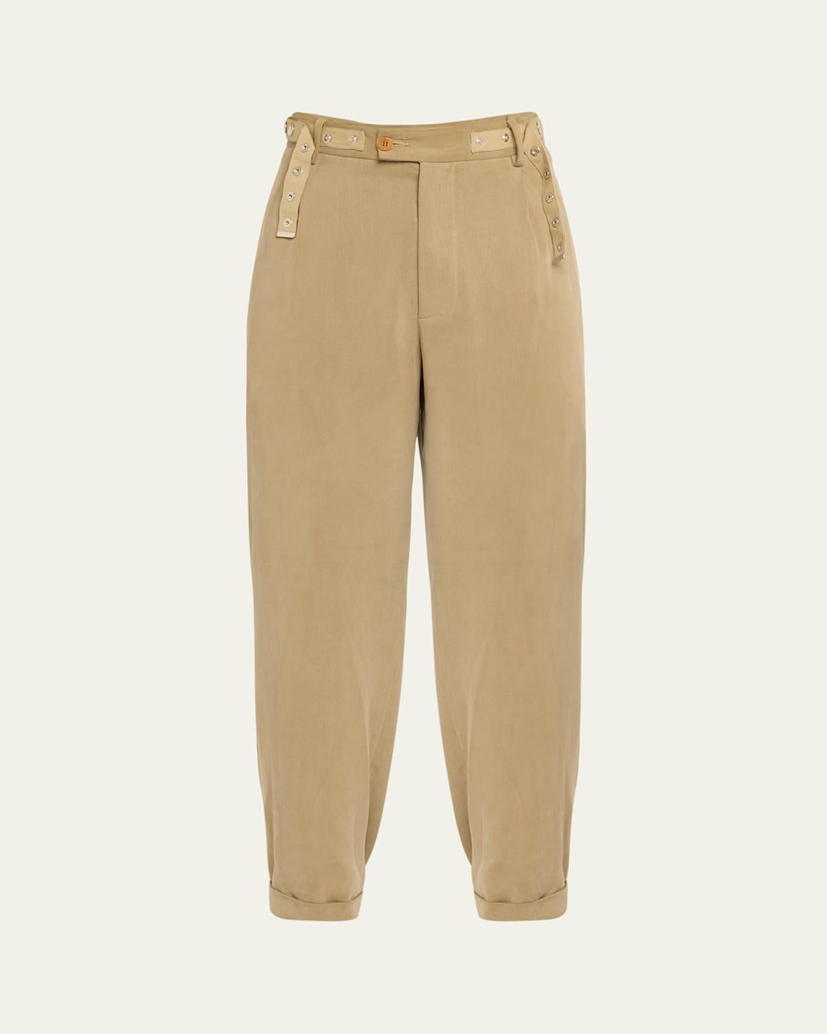 Mens Pleated Grommet Belt Pants product image