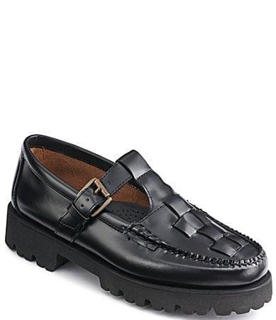G.H.BASS | Womens Mary Jane Fisherman Super Lug Weejuns Loafer Shoes | Black | Size 10 Product Image