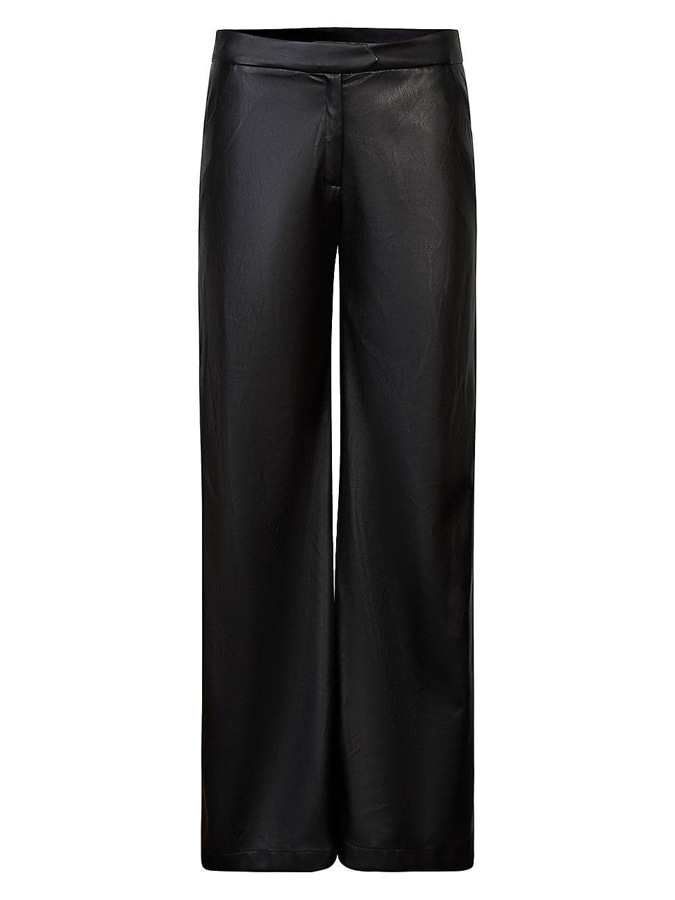 Womens Esthete Faux Leather Wide-Leg Pants product image