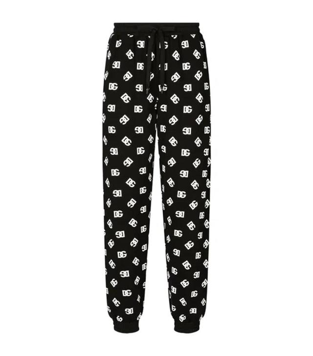 Monogram-pattern Cotton Track Pants In Black Product Image