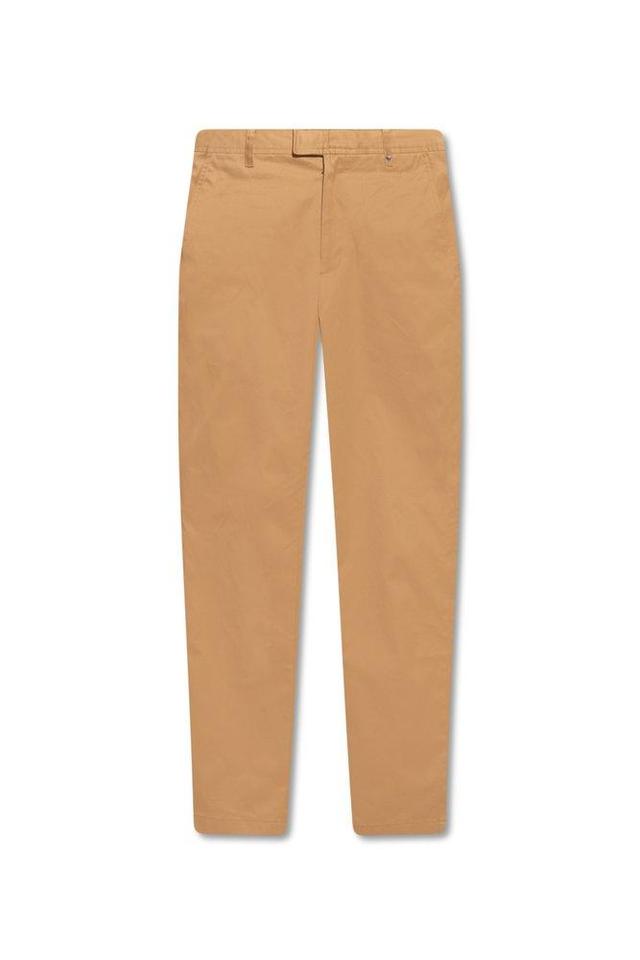 Logo Embroidered Straight Leg Trousers In Beige Product Image