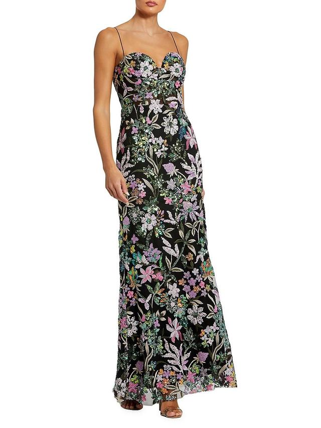 Womens Floral Sequined Sleeveless Maxi Dress Product Image