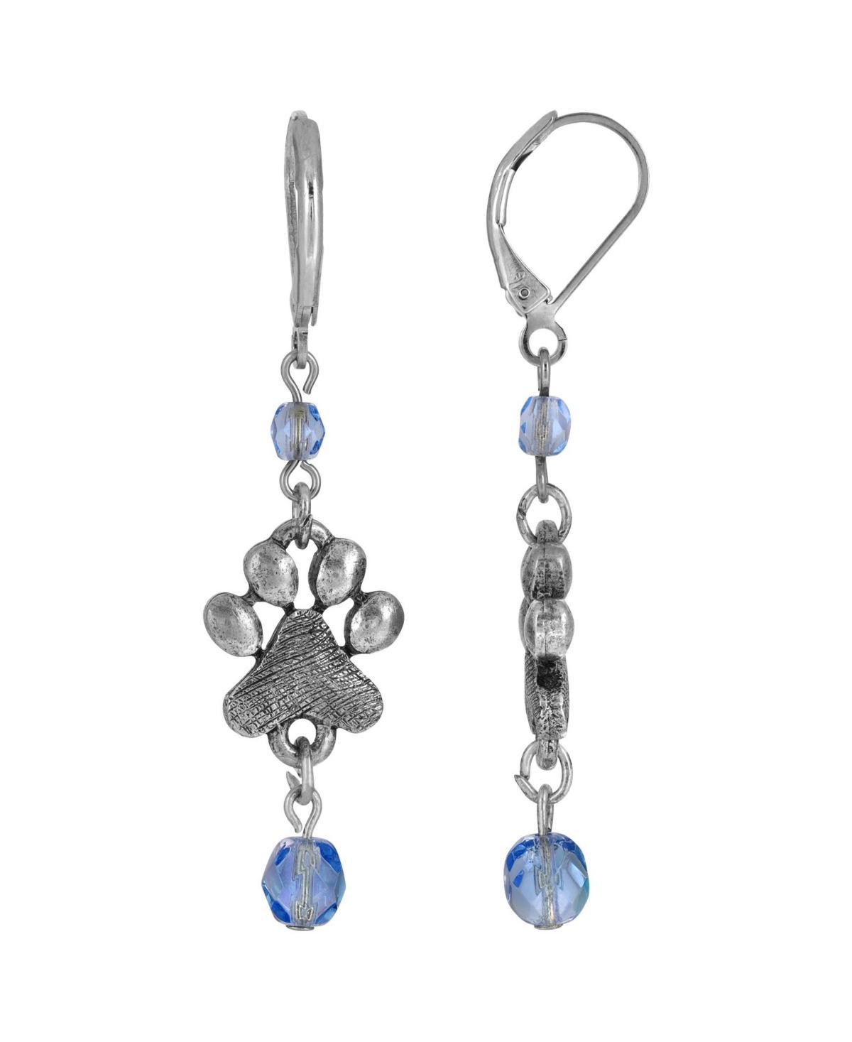 1928 Jewelry Colored Bead Paw Print Earrings Product Image