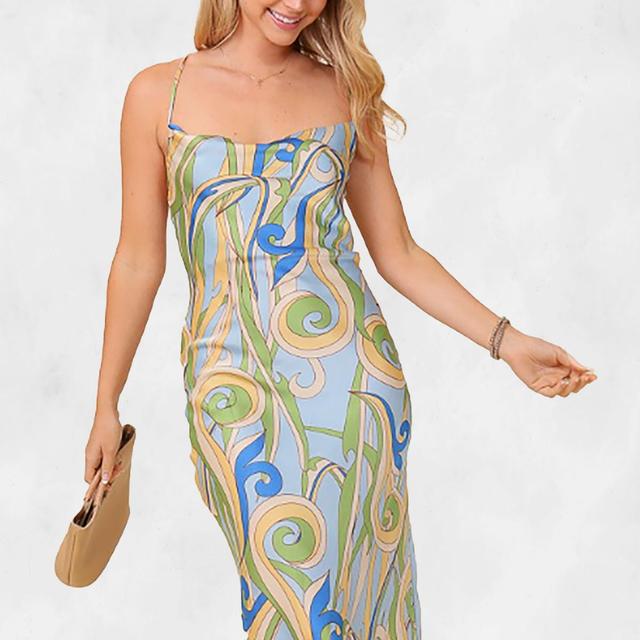 Twenty Ten Retro Print Satin Midi Dress Product Image