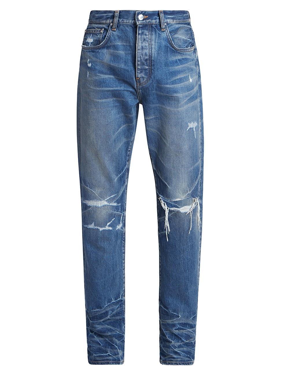 Mens Fractured Straight-Leg Jeans Product Image