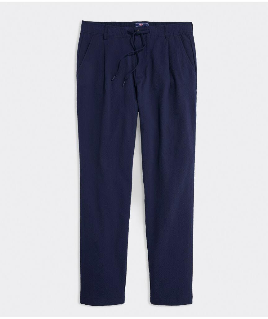 Seersucker Pleated Pull-On Pants Product Image