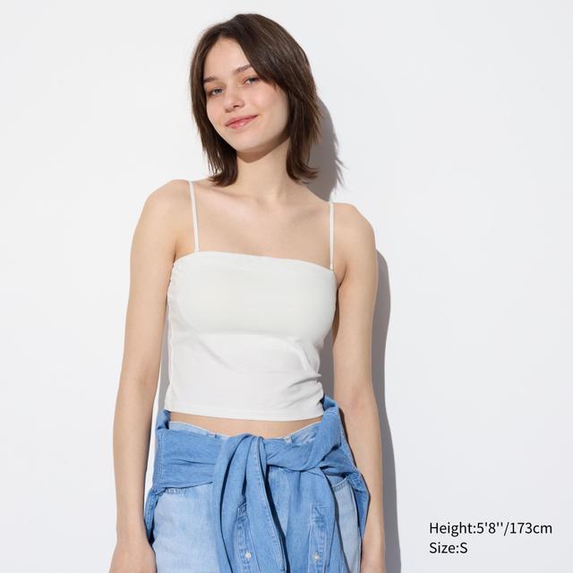 Womens Airism Cropped Bra Tube Top White 2XL UNIQLO US Product Image