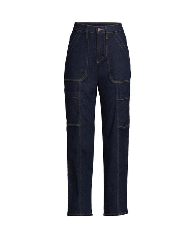 Womens Lands End High-Rise Utility Cargo Ankle Jeans Product Image