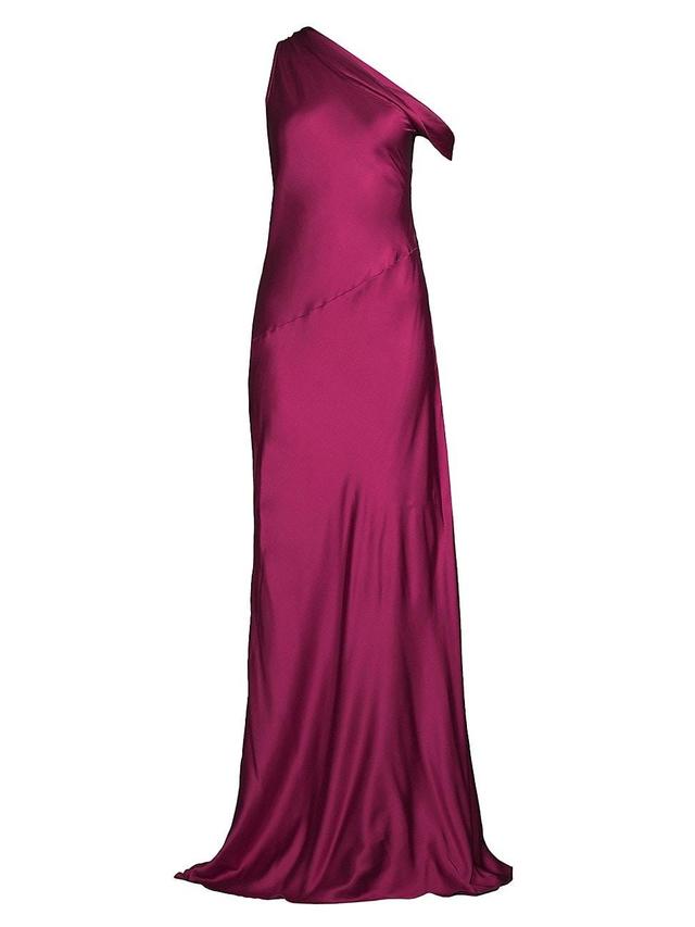 Womens Social Draped One-Shoulder Gown Product Image