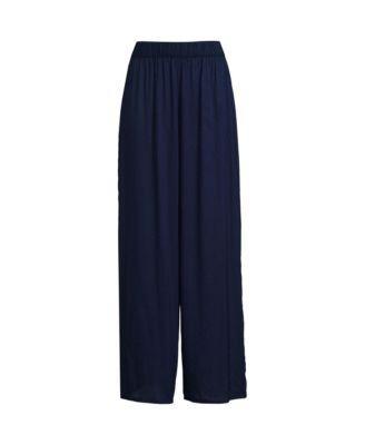 Womens Lands End Sheer Oversized Swim Cover-up Pants Deep Blue Product Image