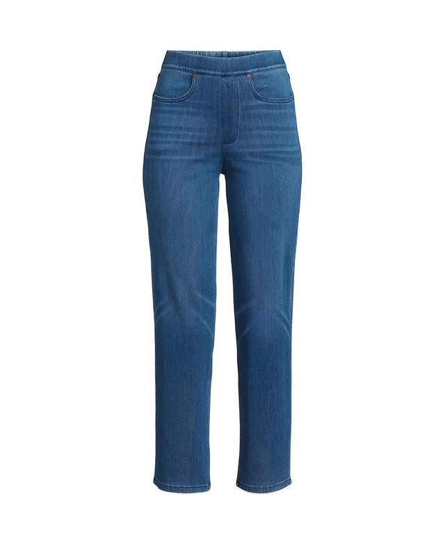 Womens Lands End High Rise Pull On Denim Crop Pants Dark Blue Product Image