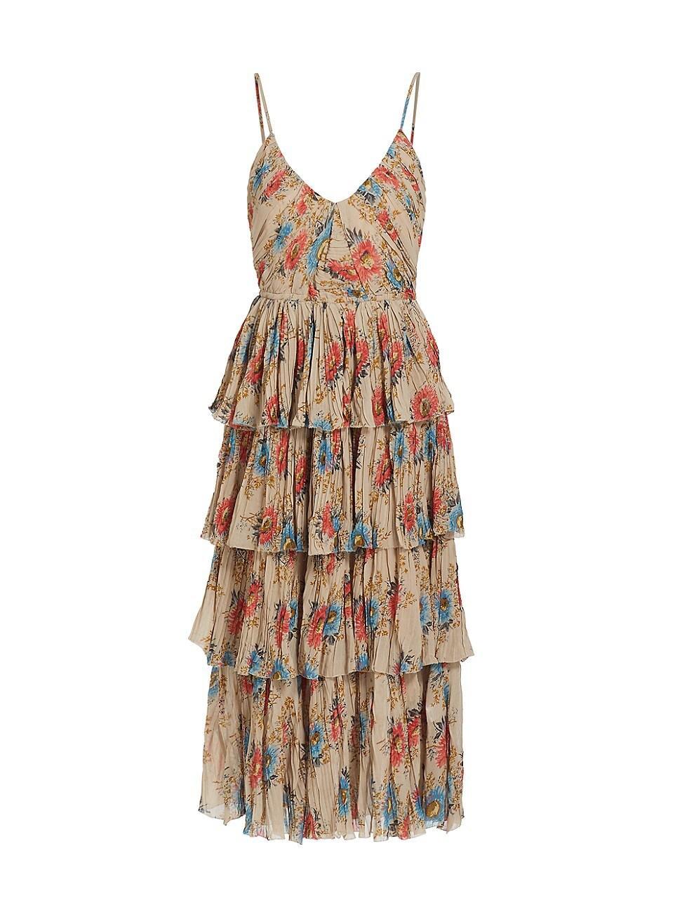 Womens Roanne Floral Tiered Midi-Dress Product Image