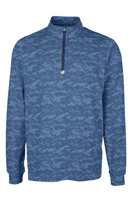 Cutter Buck Traverse Camo Print Stretch Quarter Zip Mens Big and Tall Pullover Jacket Product Image