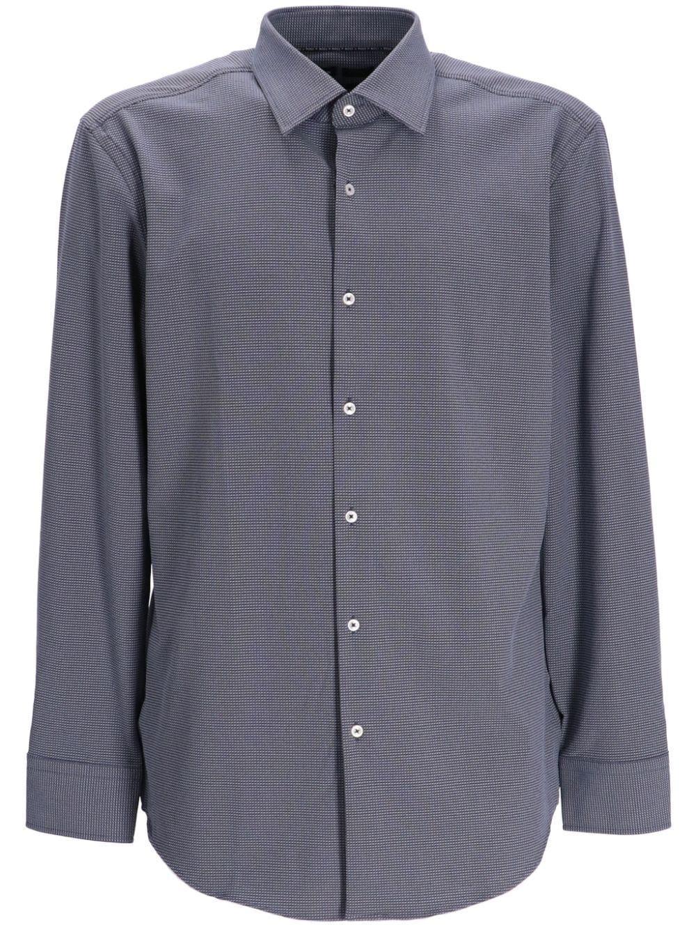 Long-sleeved Cotton-blend Shirt In Blue Product Image