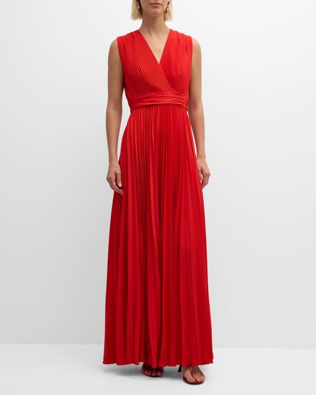 Flora Sleeveless Pleated A-Line Gown Product Image