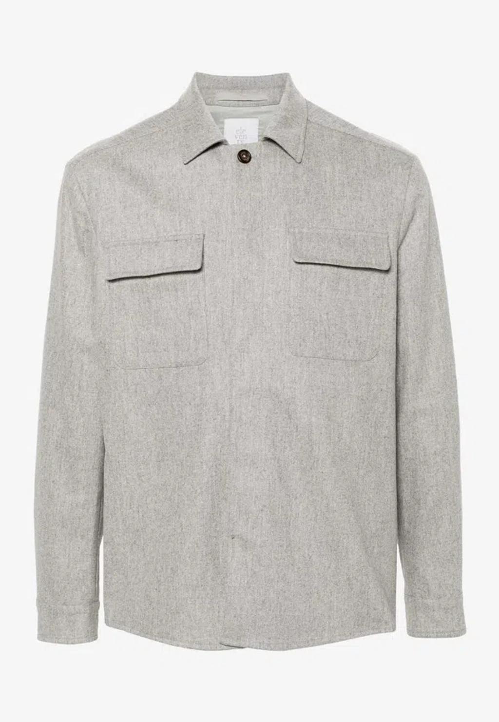 ELEVENTY Wool Felt Overshirt In Gray Product Image