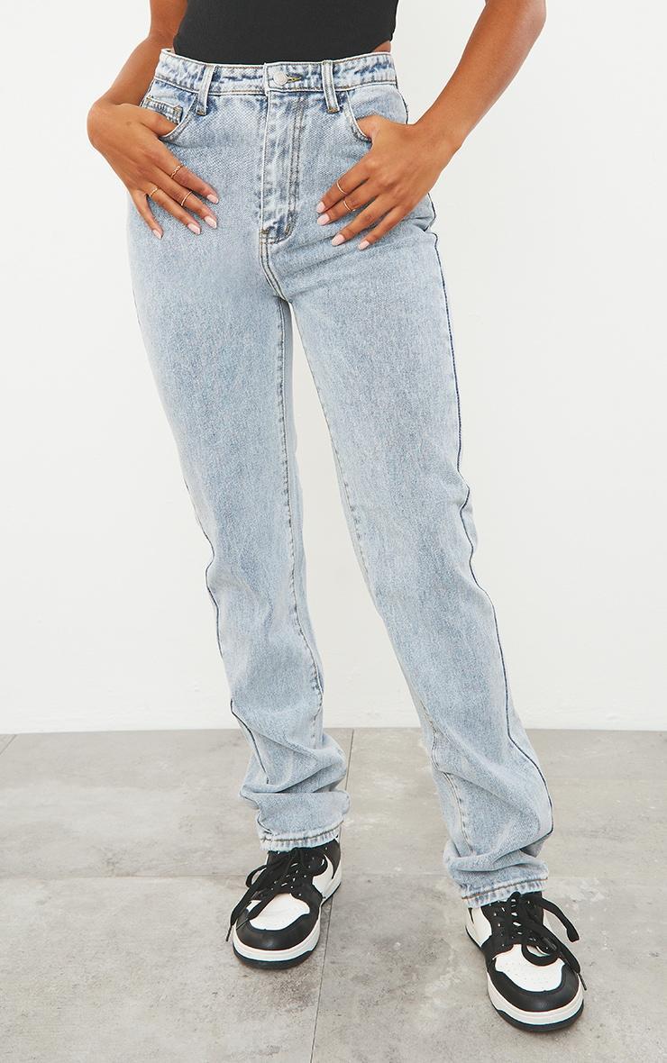 Light Wash Long Leg Straight Jeans Product Image