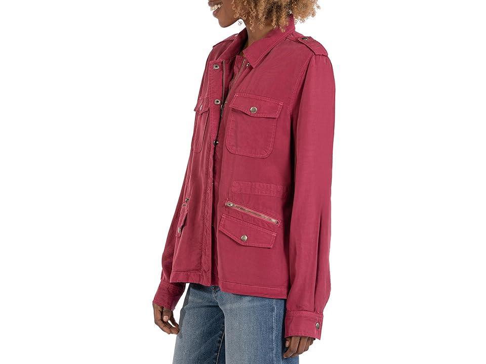 KUT from the Kloth Brinley - Waist Tie Utility Jacket (Bordeaux) Women's Clothing Product Image