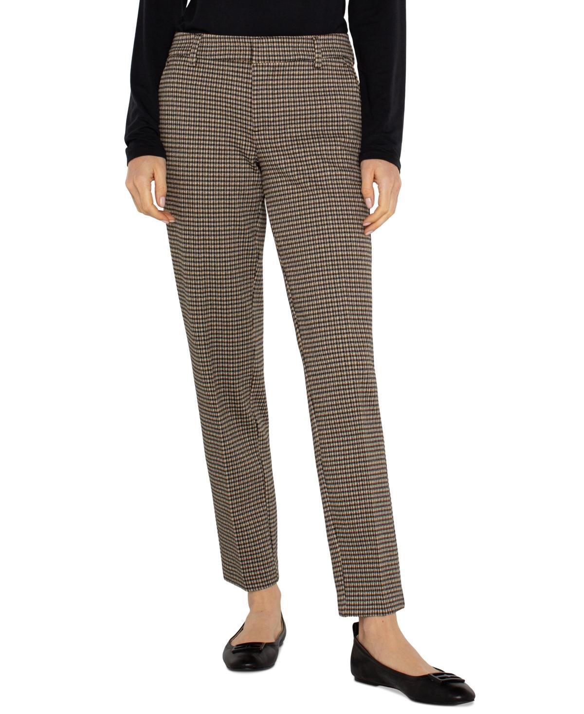 Liverpool Womens Kelsey Mid Rise Plaid Knit Straight-Leg Pants - Blk product image