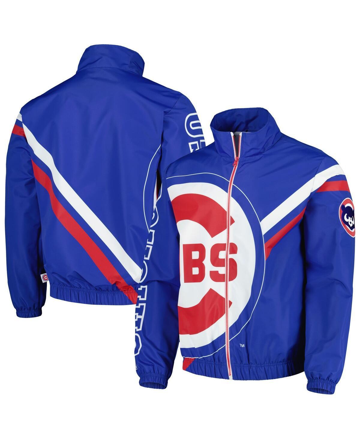 Mens Mitchell & Ness Royal Chicago Cubs Exploded Logo Warm Up Full-Zip Jacket Product Image