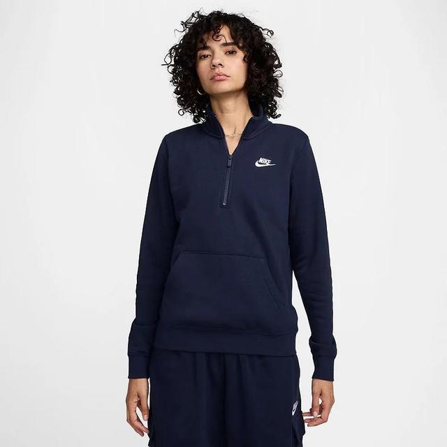 Womens Nike Sportswear Club Fleece Quarter-Zip Sweatshirt Blue Product Image