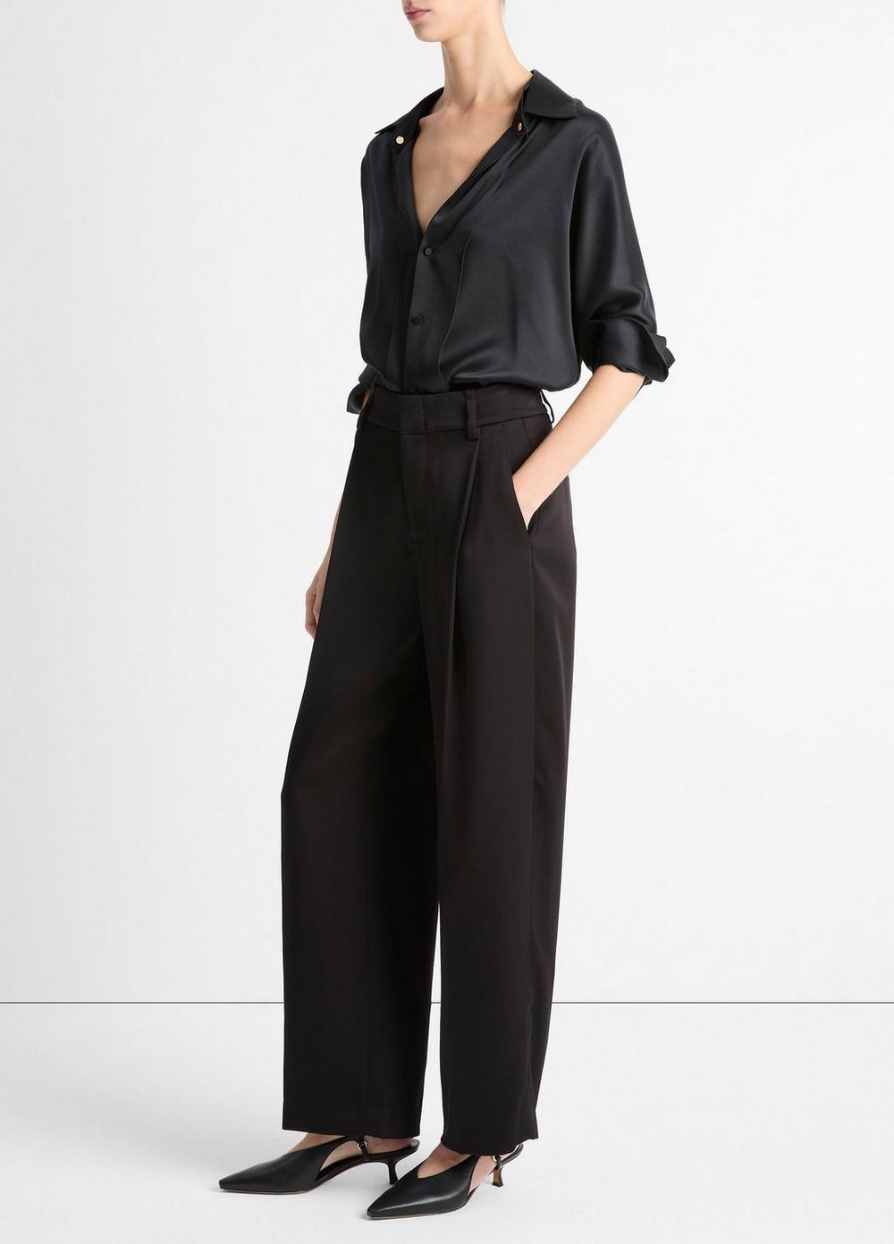 High-Waist Fluid Satin Wide-Leg Trouser Product Image