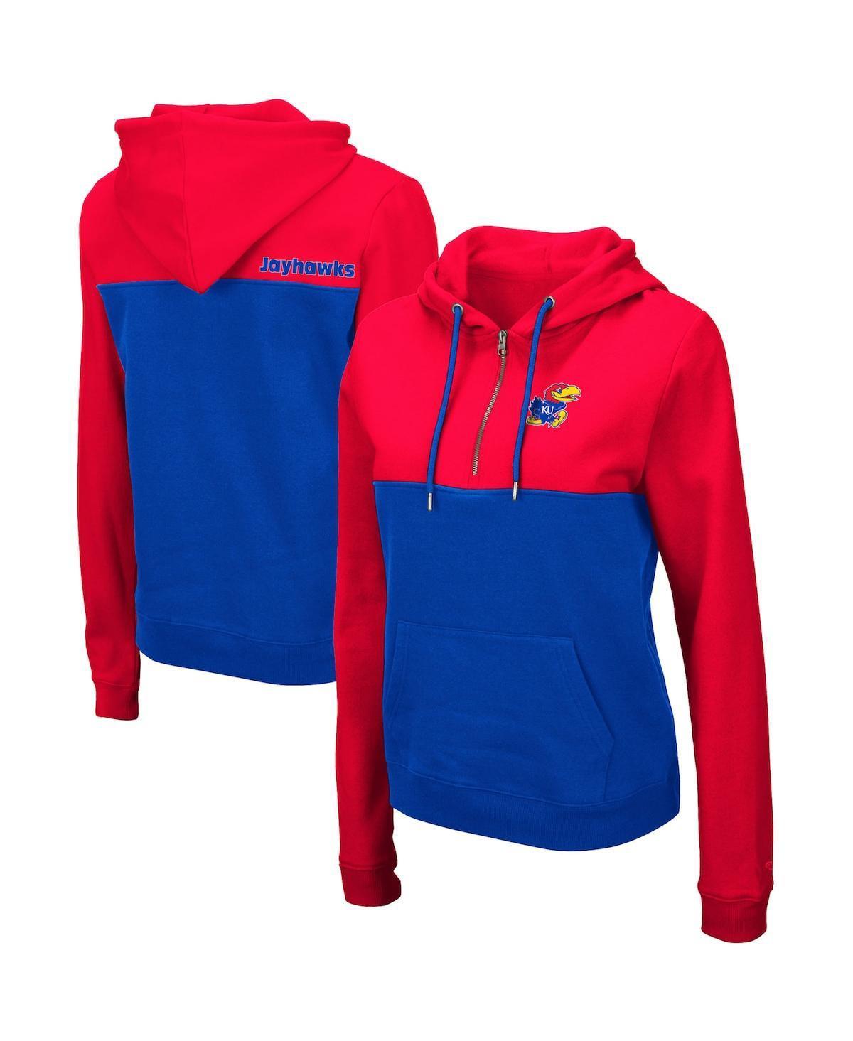 Womens Colosseum /Royal Kansas Jayhawks Aidan Lightweight Half-Zip Hoodie Product Image