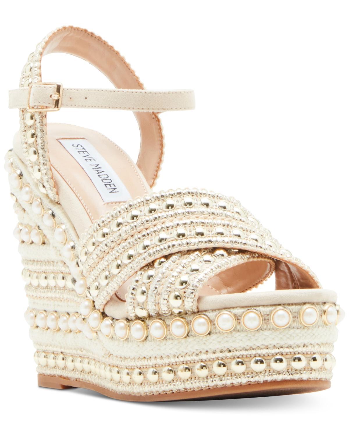 Steve Madden Womens Juniper Raffia Platform Wedge Sandals Product Image