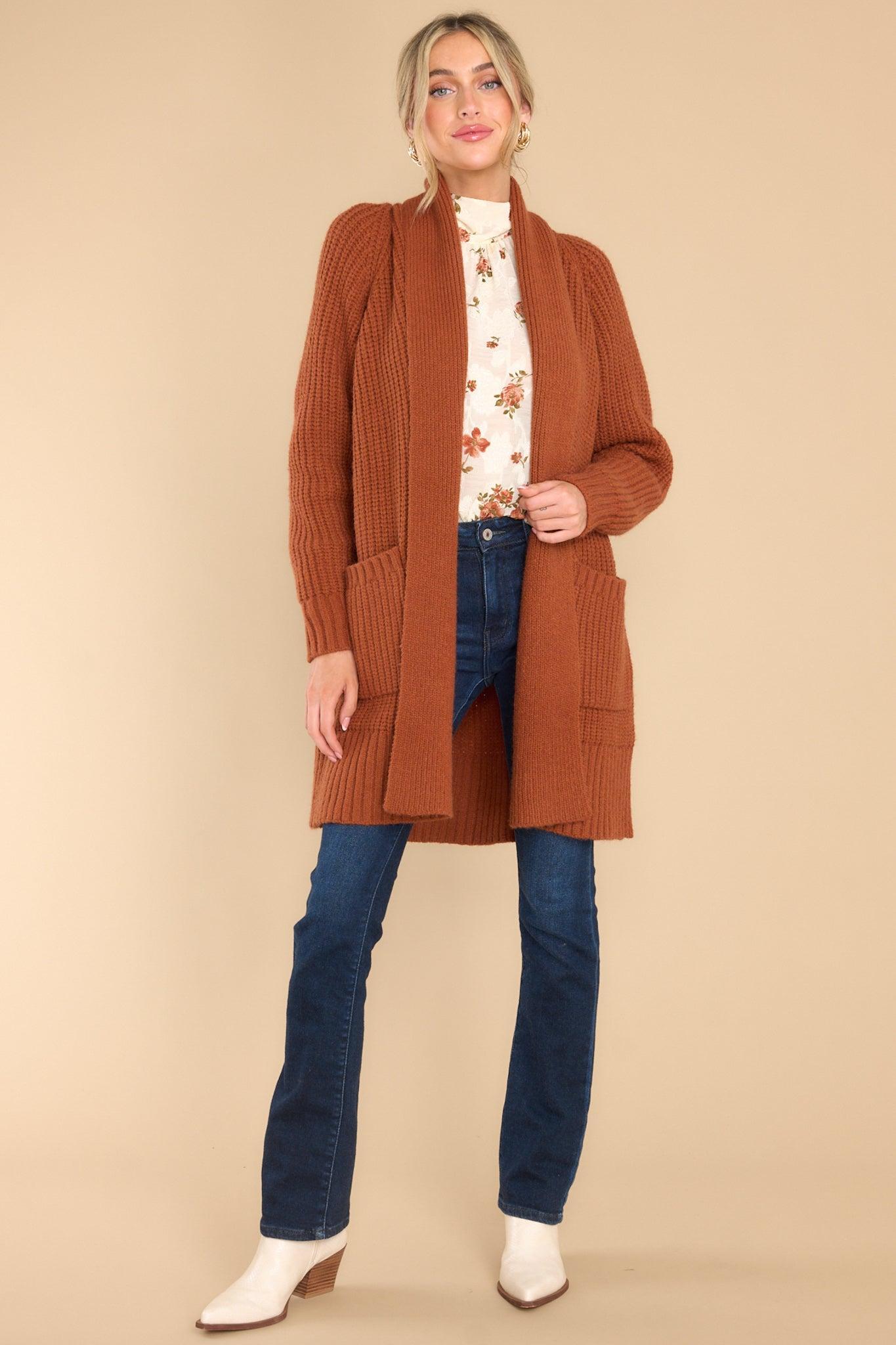 Rustic Charm Brown Cardigan Product Image