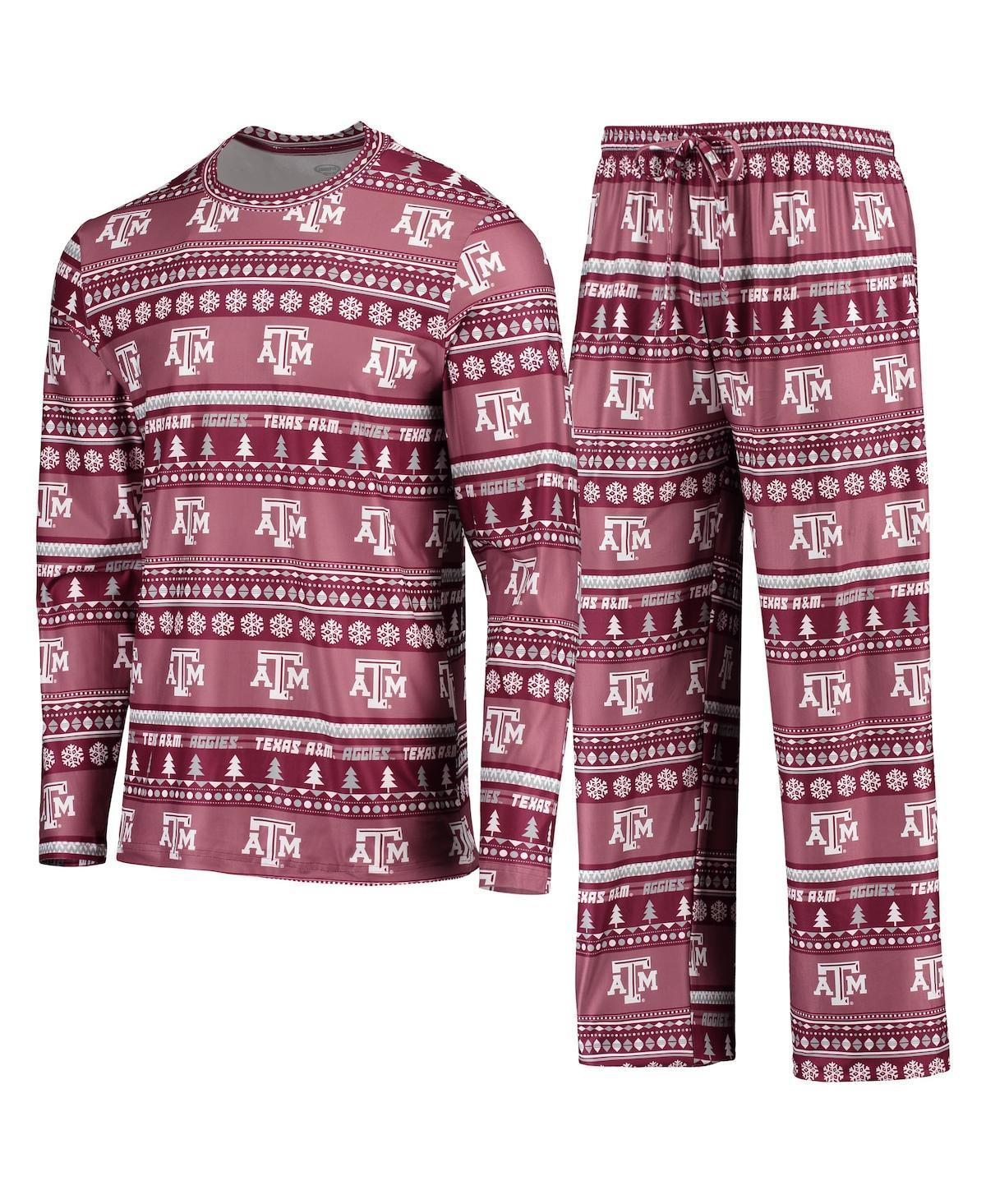 Mens Concepts Sport Maroon Texas A&M Aggies Ugly Sweater Long Sleeve T-Shirt and Pants Sleep Set Red Product Image