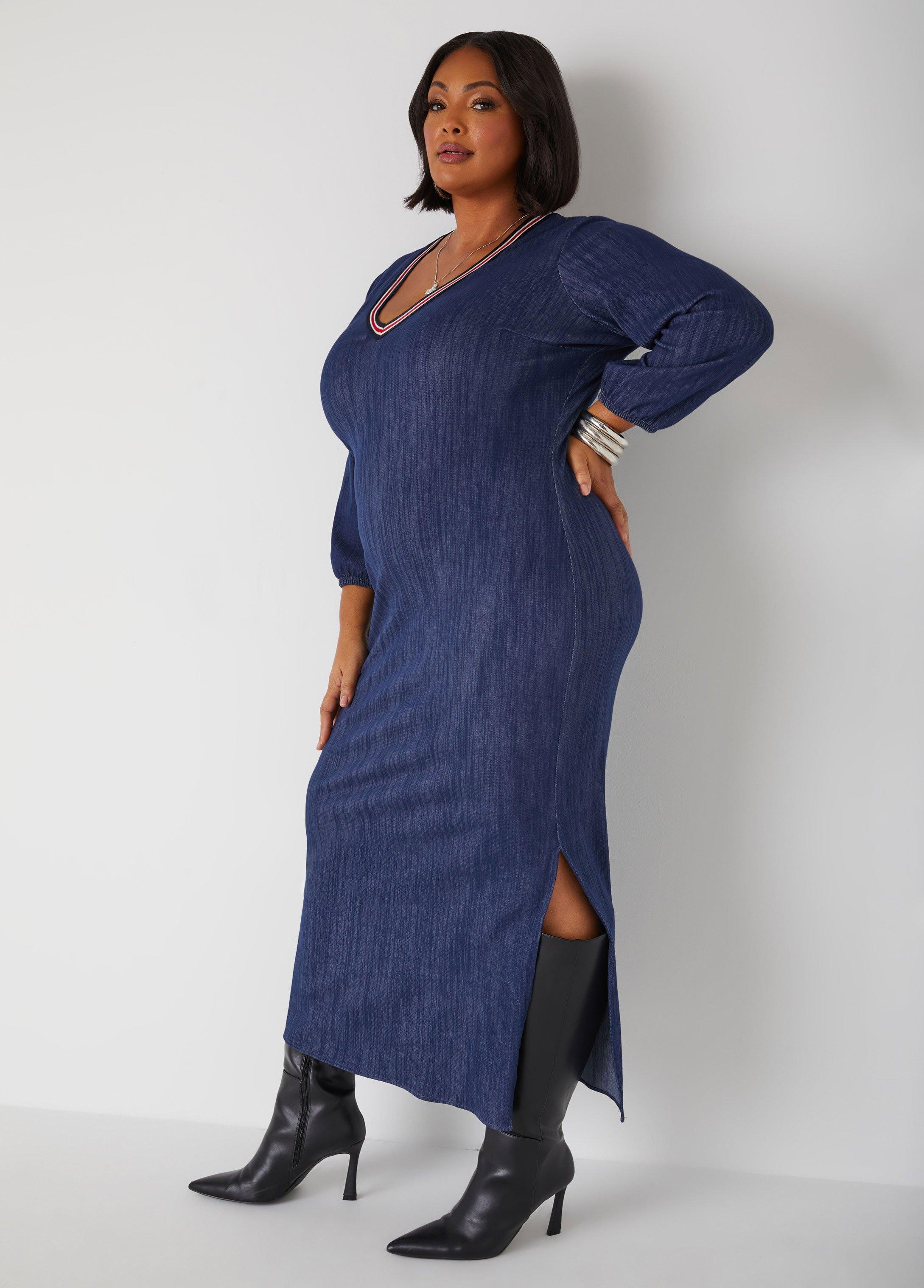 Textured Denim Maxi Dress Product Image