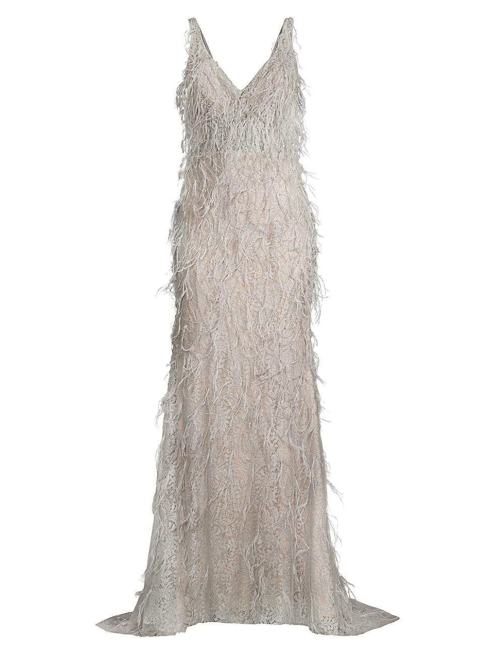 Womens Fringed Sleeveless Gown Product Image