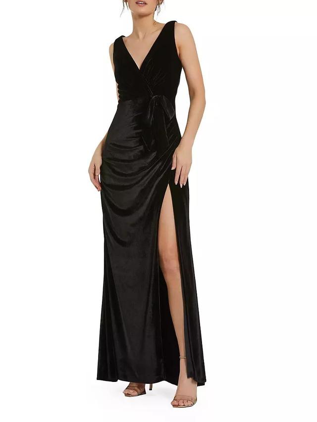 Draped Velvet Tie Slip Gown Product Image