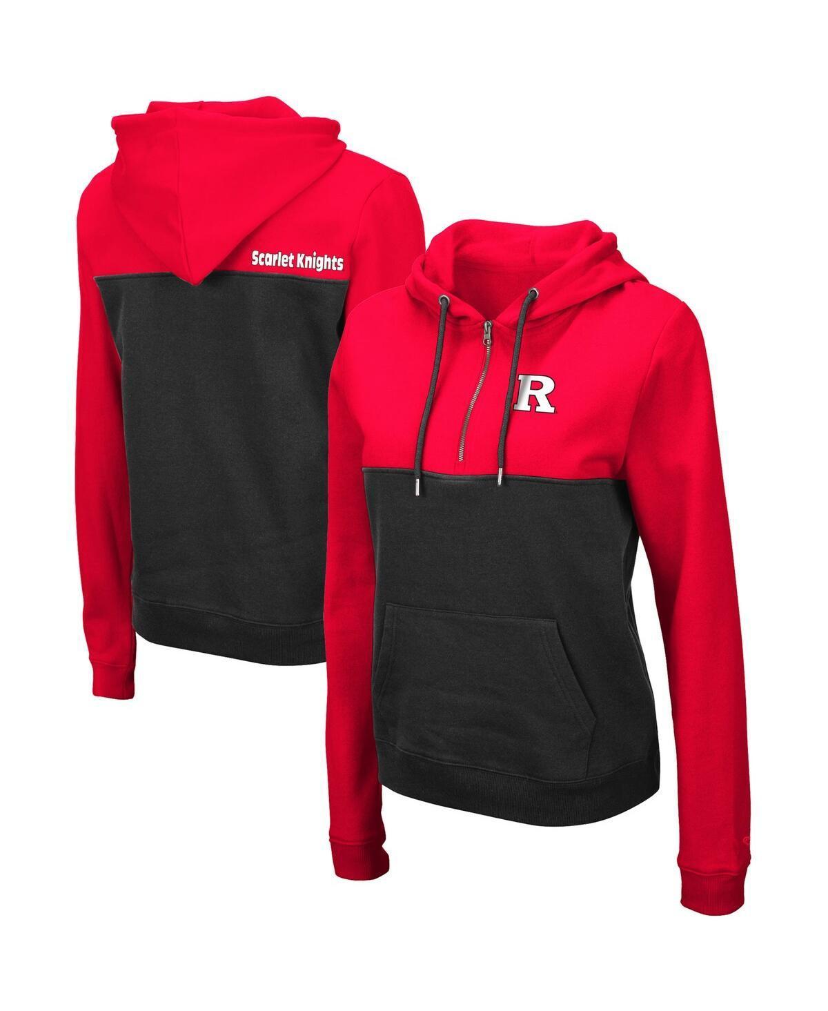 Womens Colosseum Scarlet/Black Rutgers Scarlet Knights Aidan Lightweight Half-Zip Hoodie Product Image