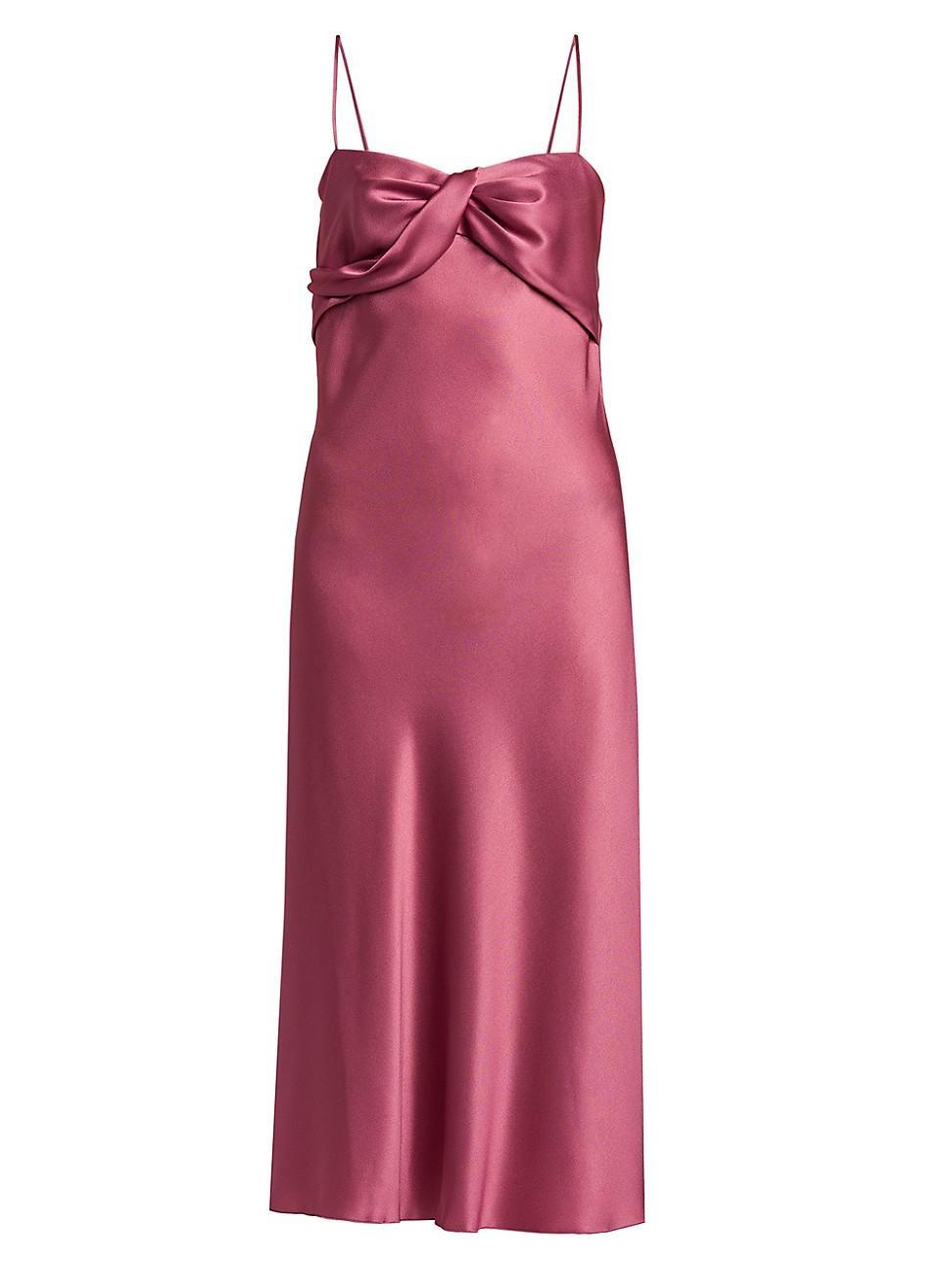 Womens Twisted Silk-Blend Midi-Dress Product Image