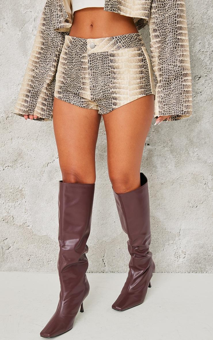 Petite Snake Print Faux Leather Hot Pants Product Image