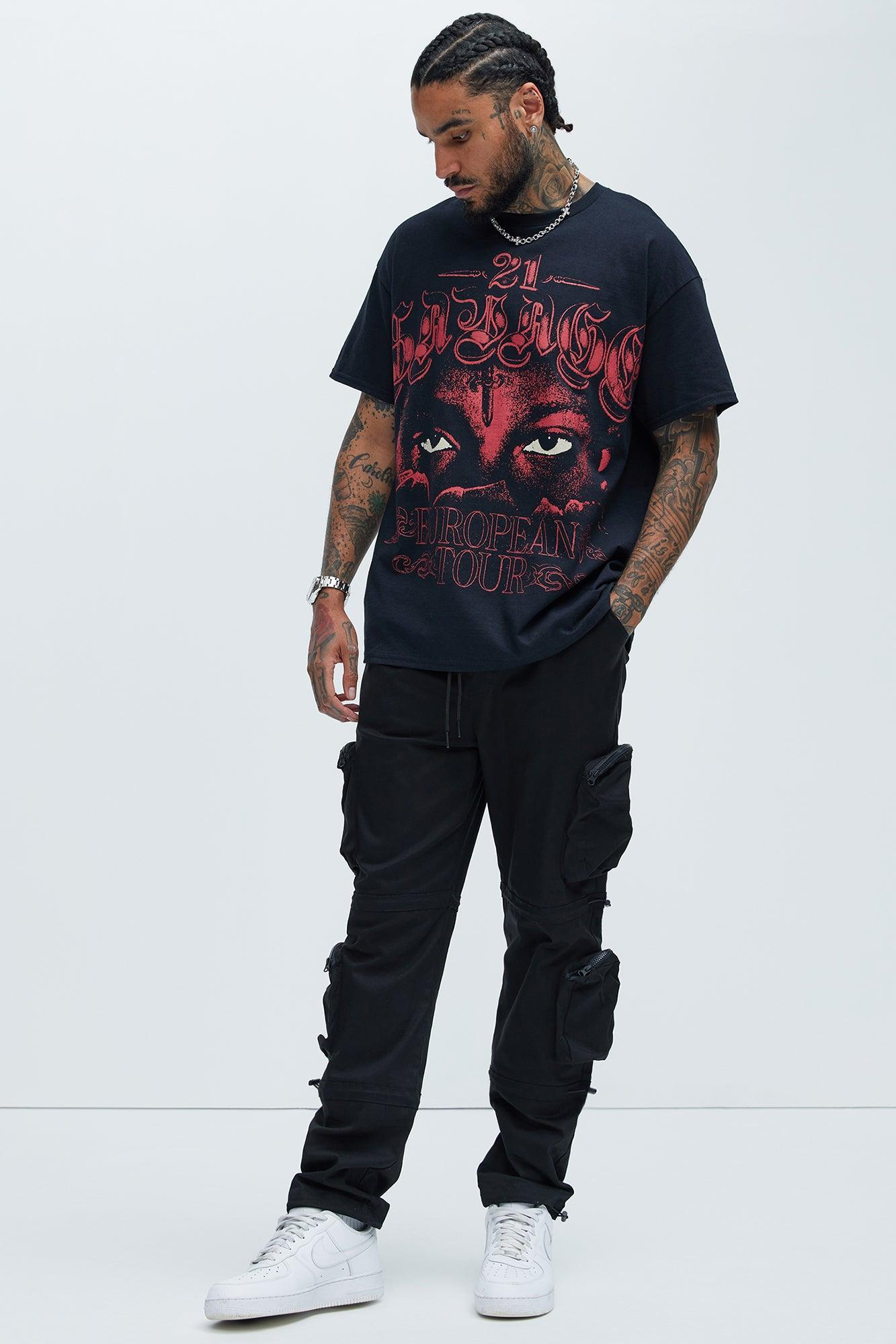 21 Savage European Tour Oversize Short Sleeve Tee - Black Product Image